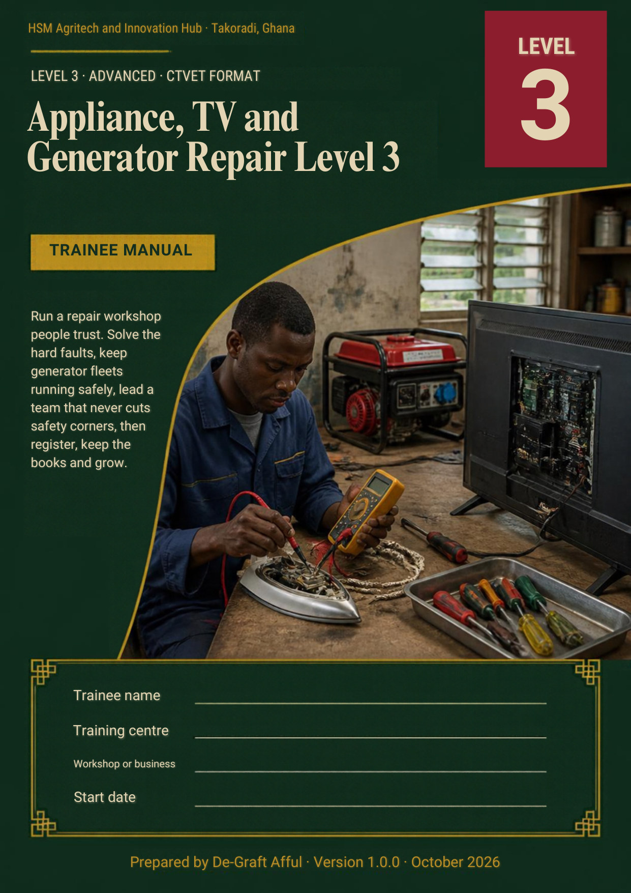 Cover of Appliance, TV and Generator Repair Level 3