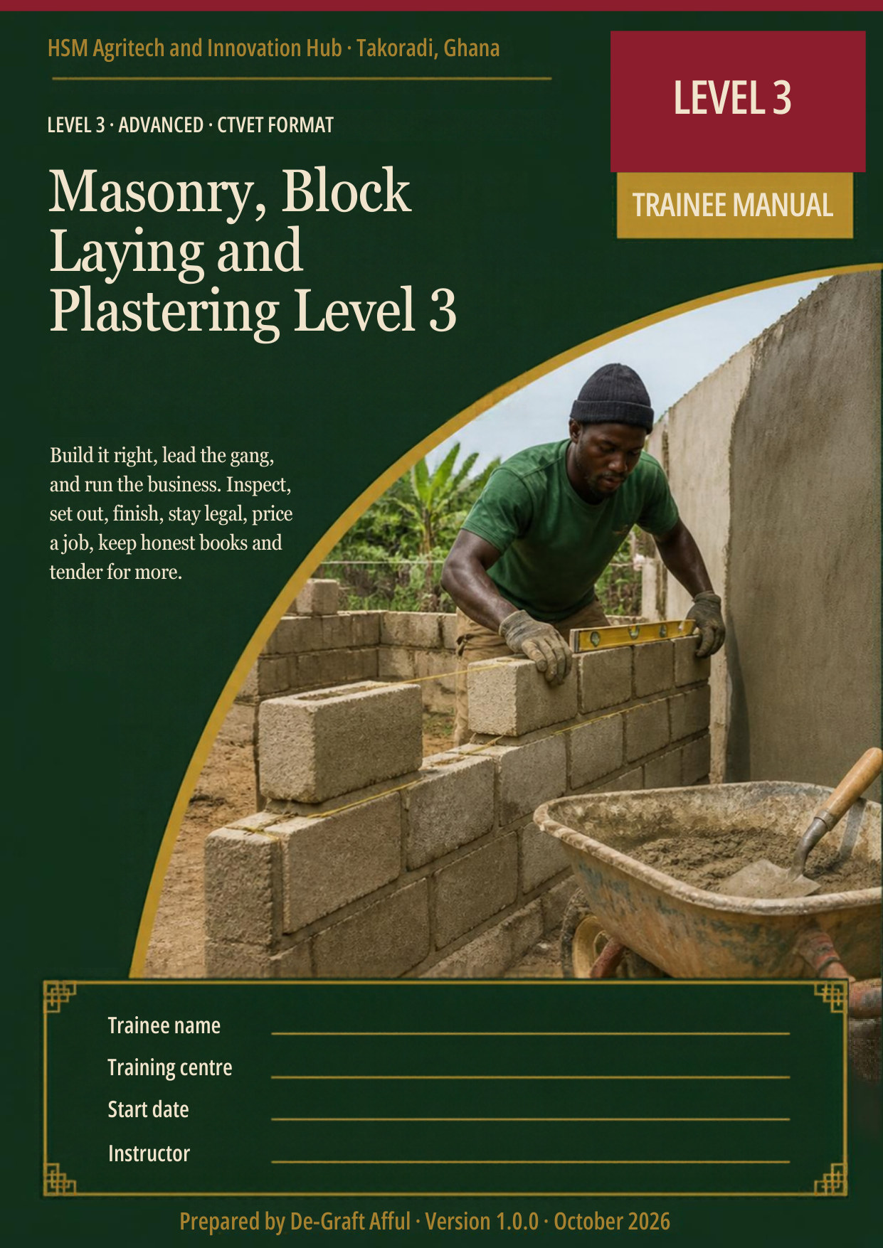 Cover of Masonry, Block Laying and Plastering Level 3